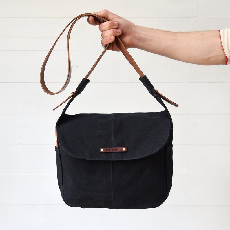 Waxed Canvas Messenger Bag Crossbody Bag Minimalist Bag by Etsy Canada