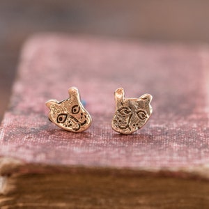 Cat Studs, Sterling Silver Stud Earrings, Dainty Earrings, Cat Jewelry by Peg and Awl Ash Foundlings image 4