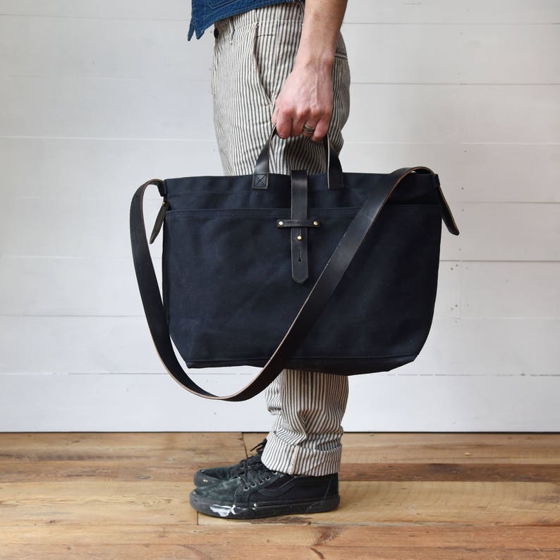 Waxed Canvas Bag Crossbody Purse Canvas Tote Black Bag | Etsy