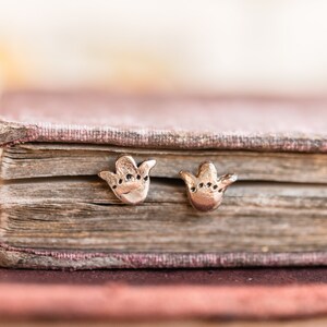 Tulip Earrings, Sterling Silver Studs, Flower Earrings by Peg and Awl Opal Foundlings image 4