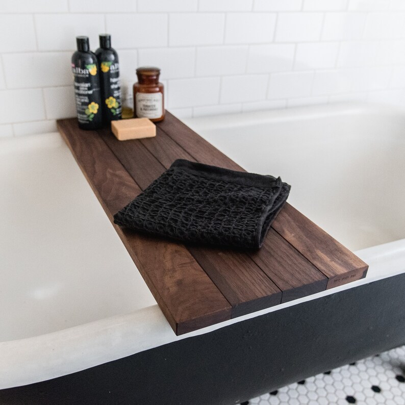 Bath Caddy in Walnut Bathtub Tray Natural Bathtub Caddy Etsy