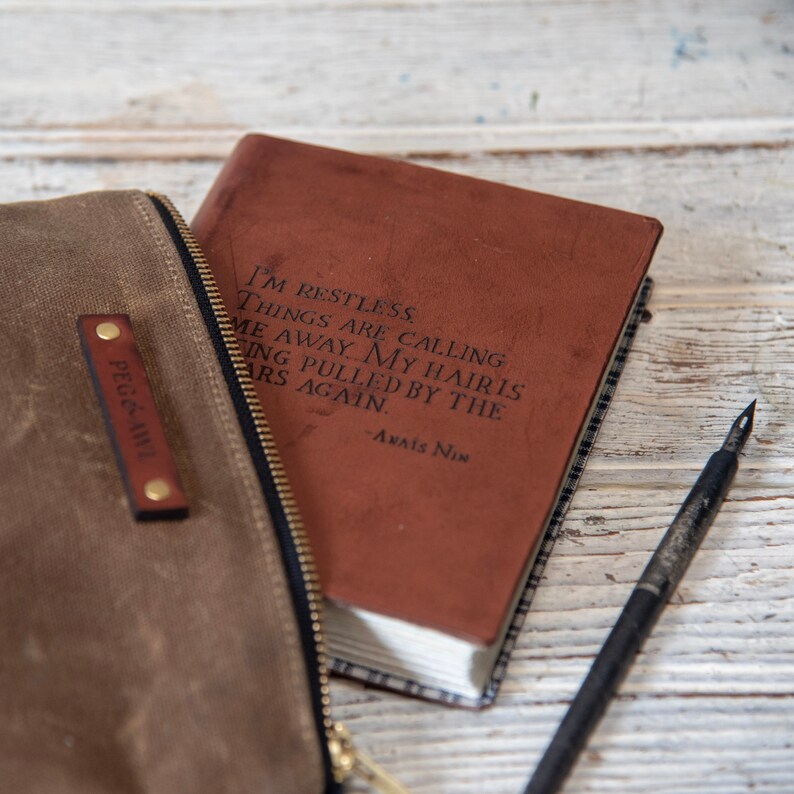 Brown Leather Journal with Handwritten Quote Mindfulness Etsy