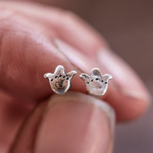Tulip Earrings, Sterling Silver Studs, Flower Earrings by Peg and Awl Opal Foundlings Sterling Silver