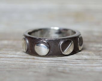 Moon Phases Ring, Sterling Silver Stacking Ring, Phases of the Moon, Wedding Band by Peg and Awl