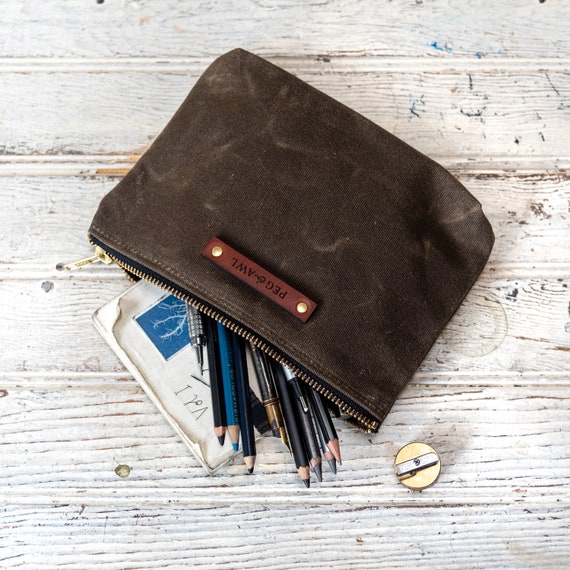 Leather and Waxed Canvas Pencil Pouch — 1.61 Soft Goods