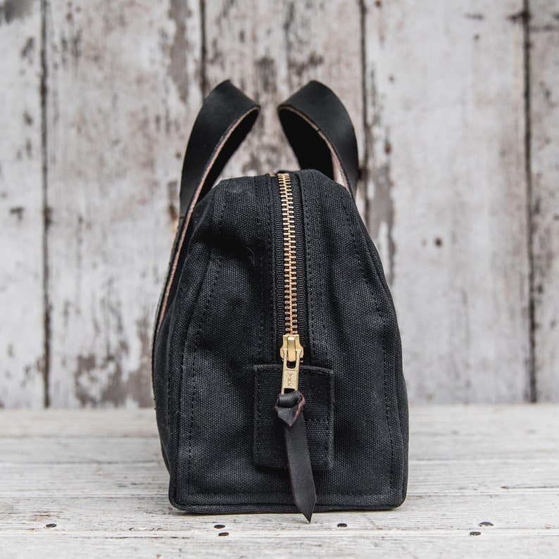 All Black Waxed Canvas Dopp Kit Waxed Canvas Bag Makeup Etsy