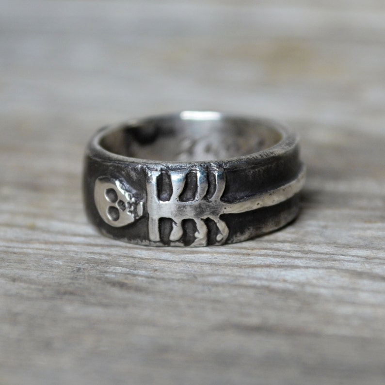 Sterling Silver Skull Ring, Wedding Band, Engagement Ring by Peg and Awl | Till Death Us Do Part Ring 