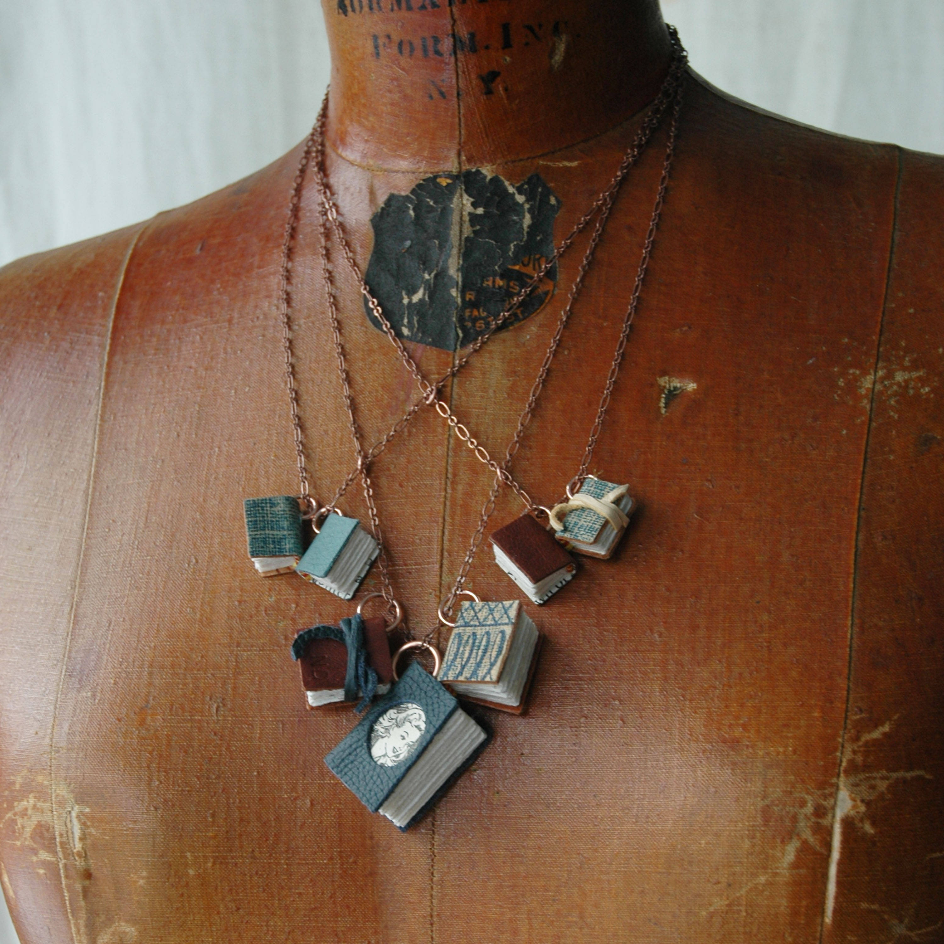 Library Necklace Literary Jewelry 11 Book Necklaces by Peg Etsy