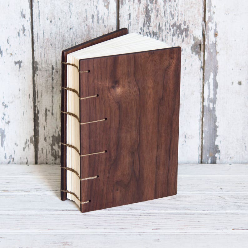 Wooden Coptic Journal Personalized Sketchbook Wood Cover Etsy
