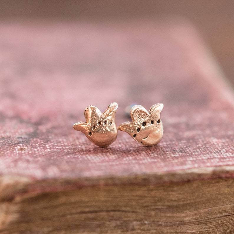 Tulip Earrings, Sterling Silver Studs, Flower Earrings by Peg and Awl Opal Foundlings Gold