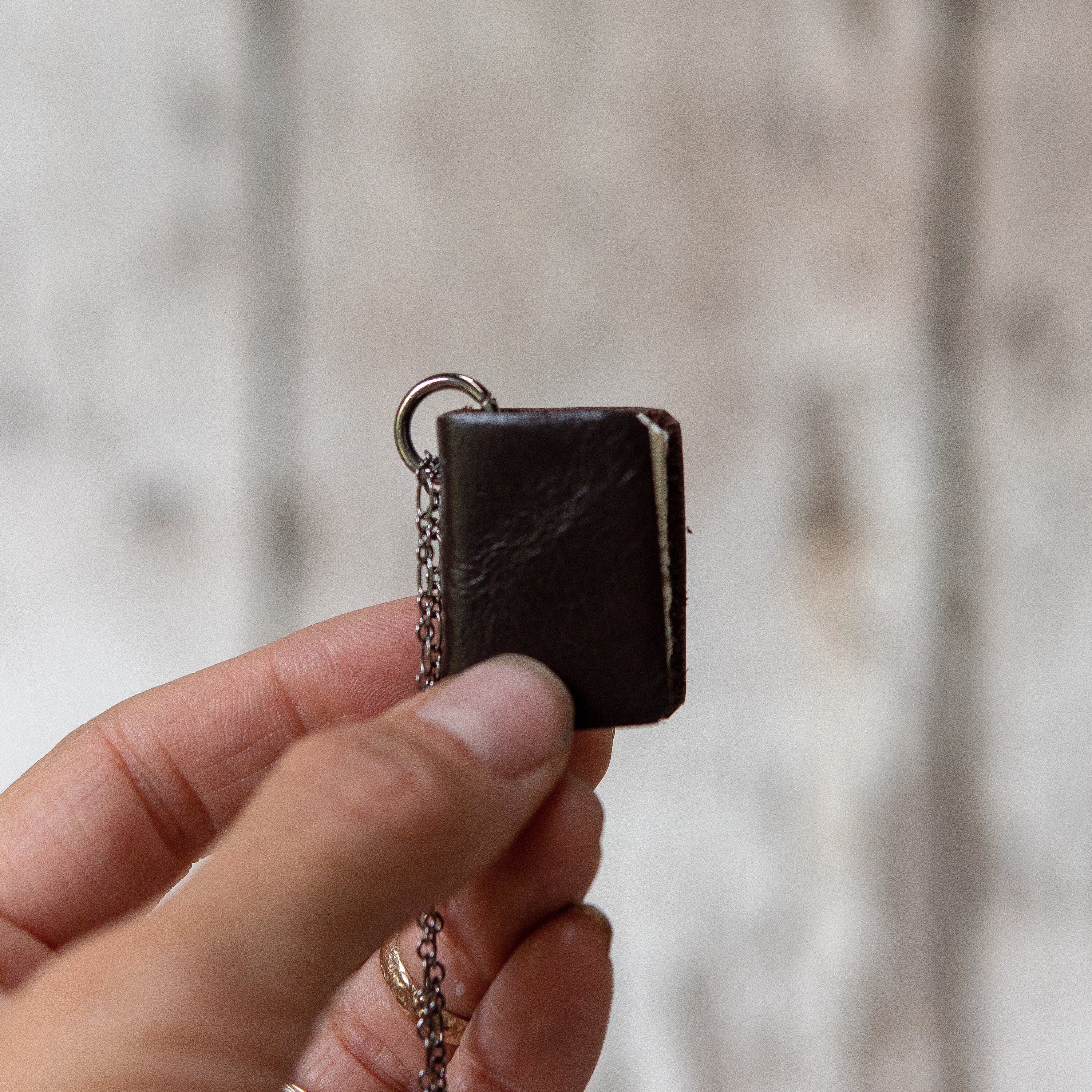 Miniature Leather Book Necklace Cacao Mini Book Necklace Tiny Etsy