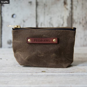 Waxed Canvas Zipper Pouch, Minimalist Wallet, Purse Organization by Peg and Awl Saver Pouch image 5