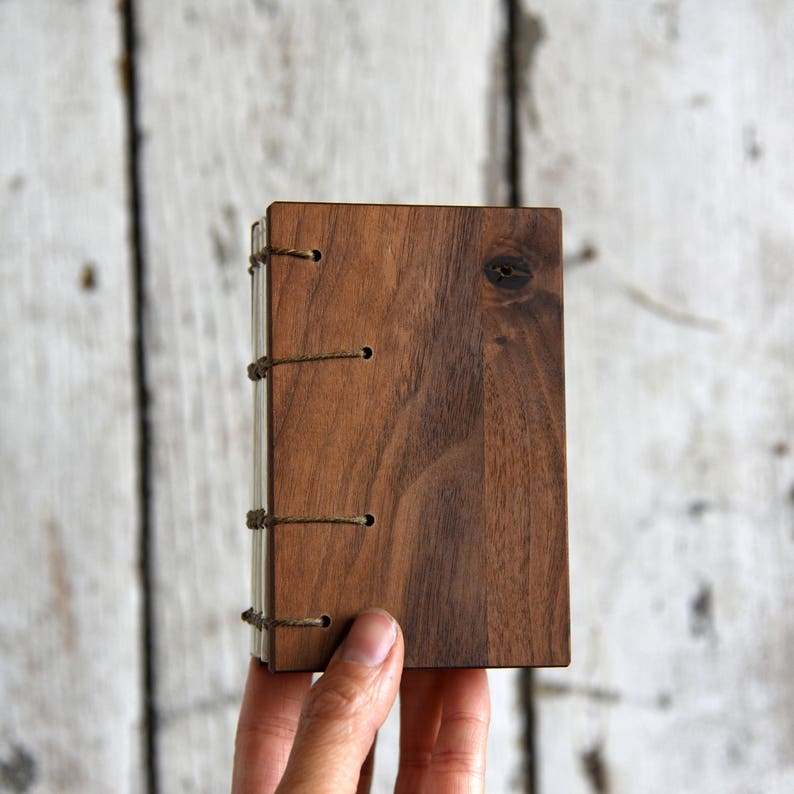 Wooden Coptic Journal Personalized Sketchbook Wood Cover Etsy