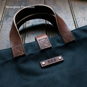 Waxed Canvas Bag with Leather Straps, Genderless Shoulder Bag, Crossbody Bag by Peg and Awl Waxed Canvas Tote image 9