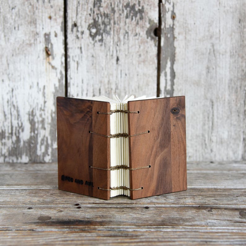 Wooden Coptic Journal Personalized Sketchbook Wood Cover Etsy