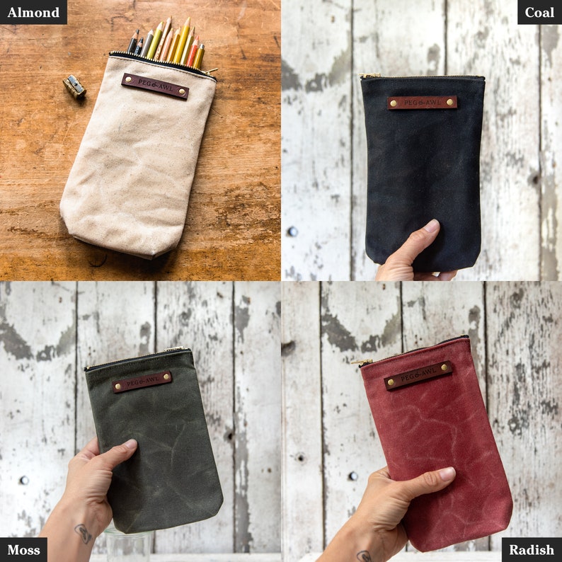Waxed Canvas Pouch Pencil Case Zipper Pouch Pen Case by Peg Etsy