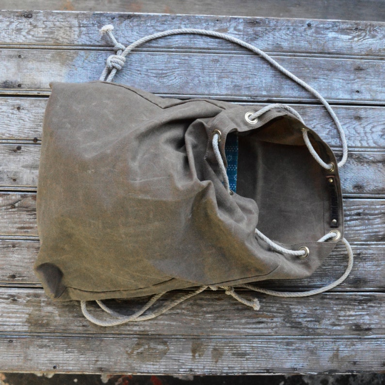 Waxed Canvas Ditty Bag Minimalist Croaker Sack Backpack Etsy