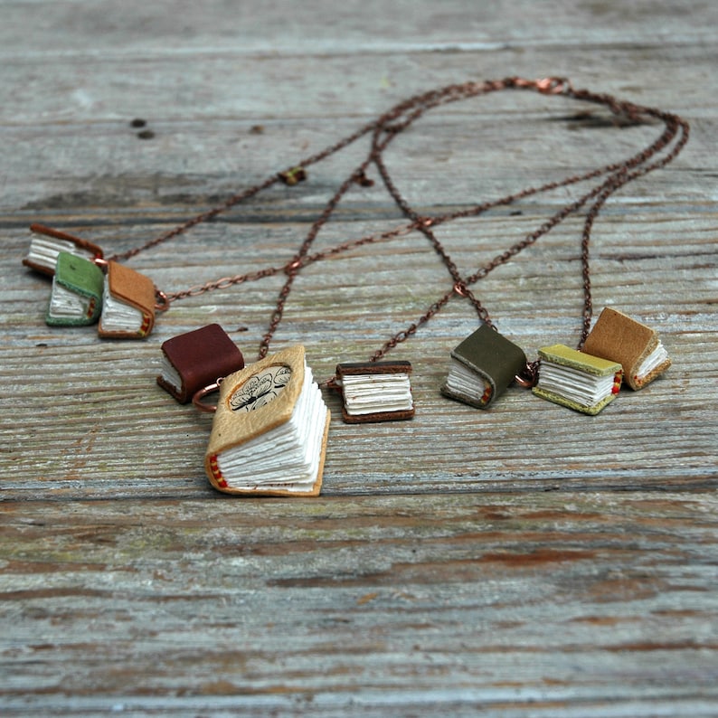 Library Necklace Literary Jewelry 11 Book Necklaces by Peg Etsy