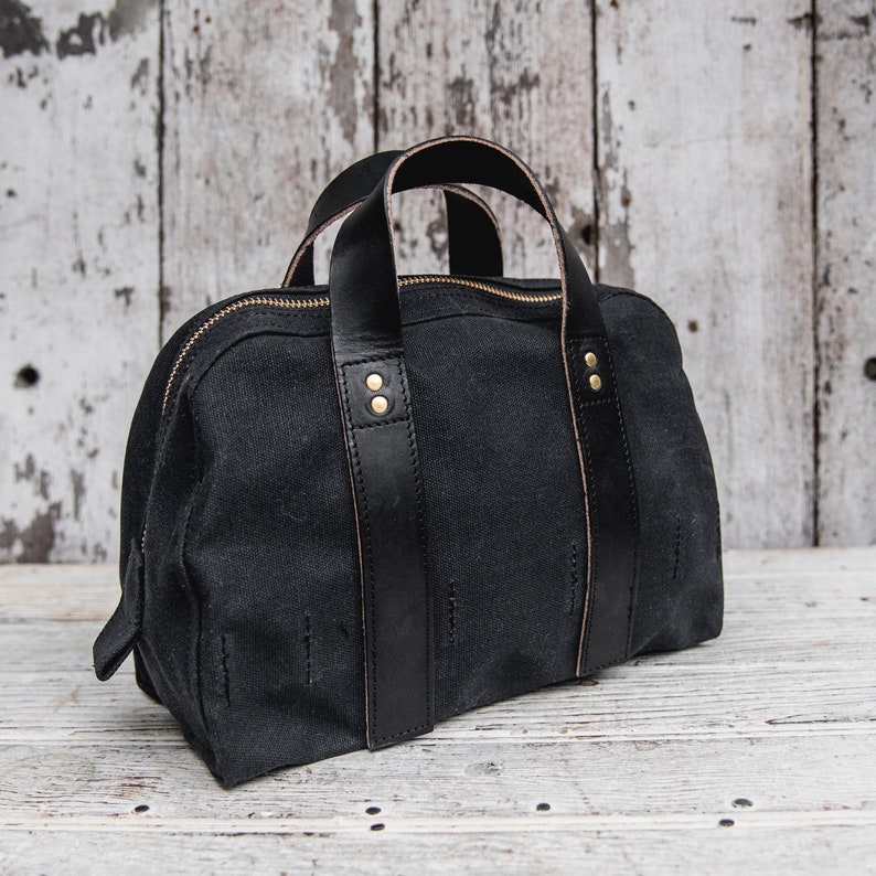 All Black Waxed Canvas Dopp Kit Waxed Canvas Bag Makeup Etsy Canada