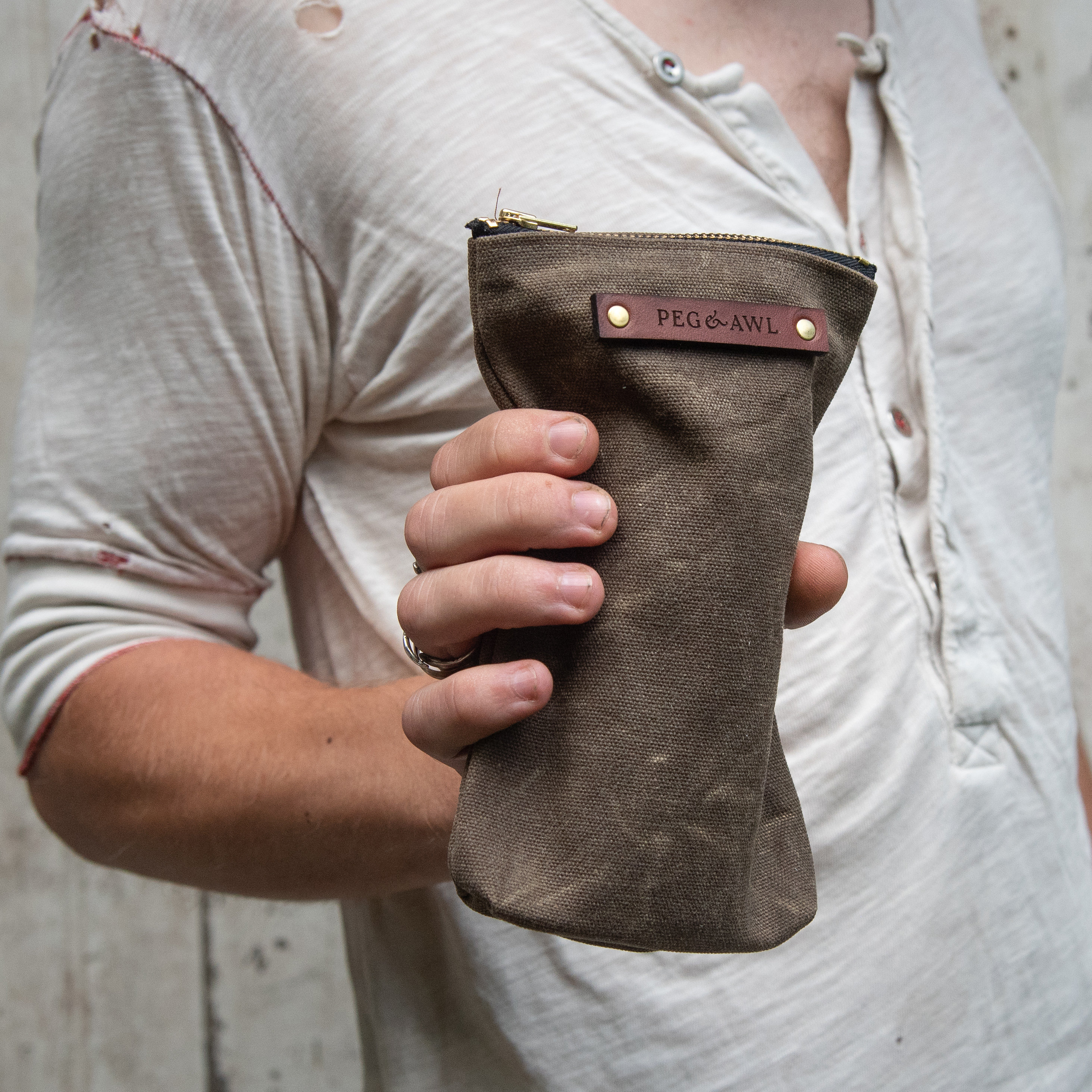 Pencil Case, Small Pouch, Pencil Pouch Made in Waxed Canvas 