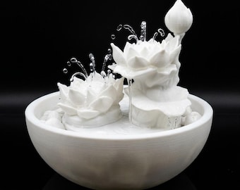Fontana da interno a forma di fiore di loto, cascata zen decorativa, fontana da tavolo, decorazione rilassante per la casa