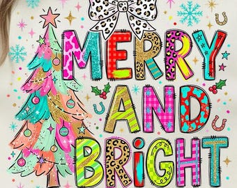 Árbol de Navidad colorido y brillante PNG, Feliz y brillante PNG, Árbol de Navidad preppy PNG, Sublimación PNG,