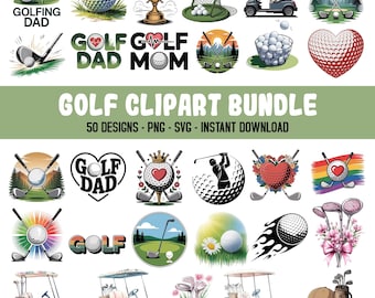 Golf Clipart Bundle, Golf SVG and PNG Pack, Golf Dad and Golf Mom Designs for Cricut