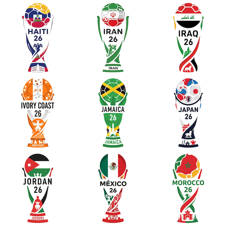 World Cup 2026 countries PNG bundle featuring 44 international soccer nation designs in high resolution with transparent background for shirts, stickers, and sublimation