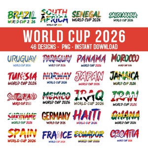 World Cup 2026 Countries PNG Bundle, International Soccer Country Designs, 44 Football Nations Clipart, USA Canada Mexico