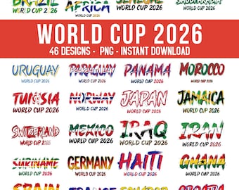 World Cup 2026 Countries PNG Bundle, International Soccer Country Designs, 44 Football Nations Clipart, USA Canada Mexico