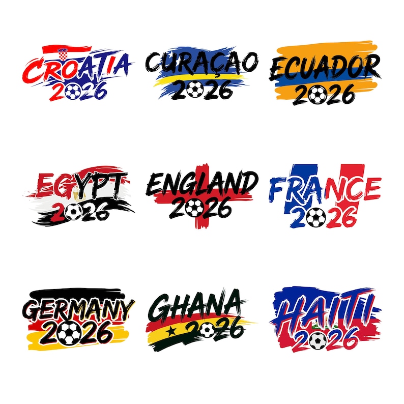 World Cup 2026 countries PNG bundle featuring 44 international soccer nation designs in high resolution with transparent background for shirts, stickers, and sublimation