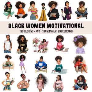 Black Woman Clipart, Black girl Clipart Bundle, Motivational Quotes PNG, African American Women png, Boss Lady Art, Women Empowerment png