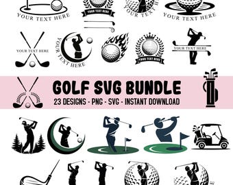 Pakiet plików svg z motywem golfa, monogram golfowy svg, kij golfowy png, podzielony monogram png, ramka z nazwą golfa, pliki do cięcia dla Cricut i Silhouette, piłka golfowa svg