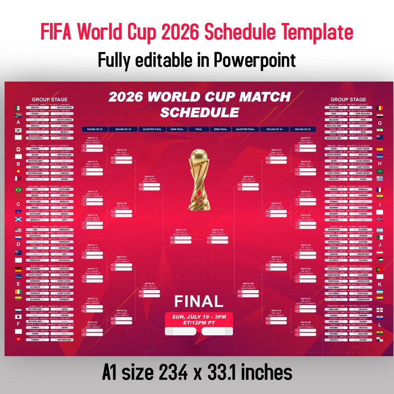 World Cup 2026 Schedule Wall Chart Printable And Fully Editable World Cup 2026 Schedule Wall Chart Printable And Fully Editable