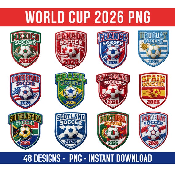 2026 World Cup National Teams Clipart PNG, International Soccer Country Designs, 48 Football Nations Clipart, USA Canada Mexico