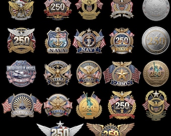Patriotic Veteran PNG Bundle, USA Military Emblem SVG Pack, American Army Navy Veteran Designs