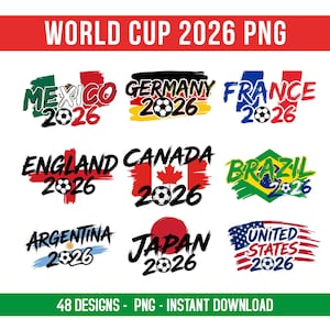 World Cup 2026 countries PNG bundle featuring 44 international soccer nation designs in high resolution with transparent background for shirts, stickers, and sublimation