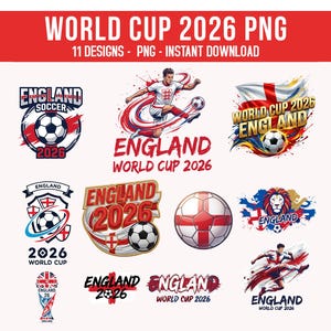 World Cup 2026 England Png-Bundle, One Nation One Team Fußball-Designs, Fußball-Nationen Clipart, USA Kanada Mexiko