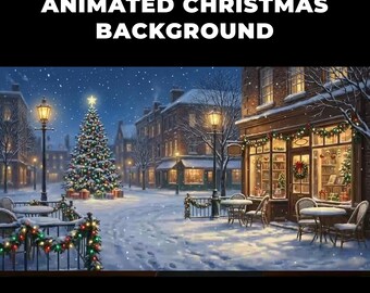 Fundo animado de Natal com neve para sala, cenário digital festivo, cenário digital aconchegante de inverno para escritório em casa, papel de parede virtual para reunião de equipe.