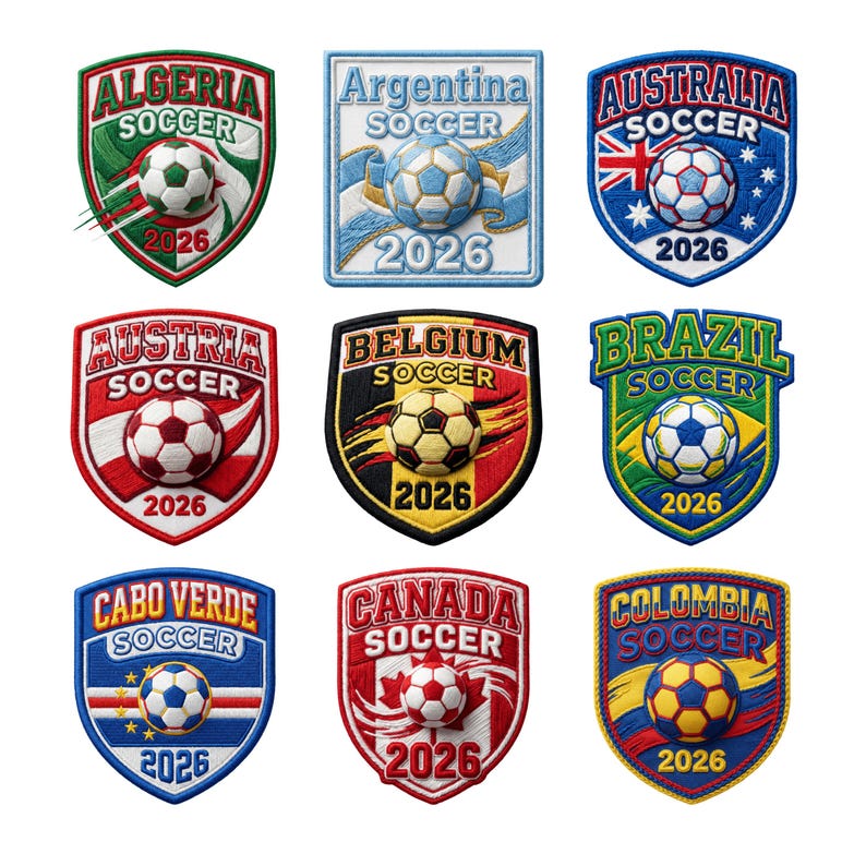 World Cup 2026 National Teams PNG Bundle, International Soccer Country Designs, Football Nations Faux Yarn art Design, USA Canada Mexico.