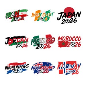 World Cup 2026 countries PNG bundle featuring 44 international soccer nation designs in high resolution with transparent background for shirts, stickers, and sublimation