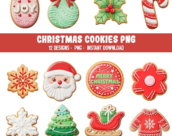 Christmas Sugar Cookie Clipart, Cute Christmas Cookies, Christmas Sweet Clipart Set, Christmas Gingerbread Cookies Png,