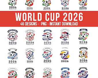 World Cup 2026 Countries PNG Bundle, International Soccer Country Designs, 48 Football Nations Clipart, USA Canada Mexico