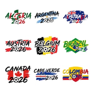 World Cup 2026 countries PNG bundle featuring 44 international soccer nation designs in high resolution with transparent background for shirts, stickers, and sublimation