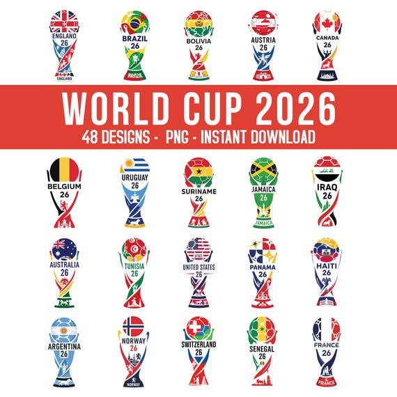 2026 World Cup National Teams Clipart PNG, International Soccer Country Designs, 48 Football Nations Clipart, USA Canada Mexico