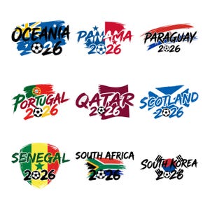 World Cup 2026 countries PNG bundle featuring 44 international soccer nation designs in high resolution with transparent background for shirts, stickers, and sublimation