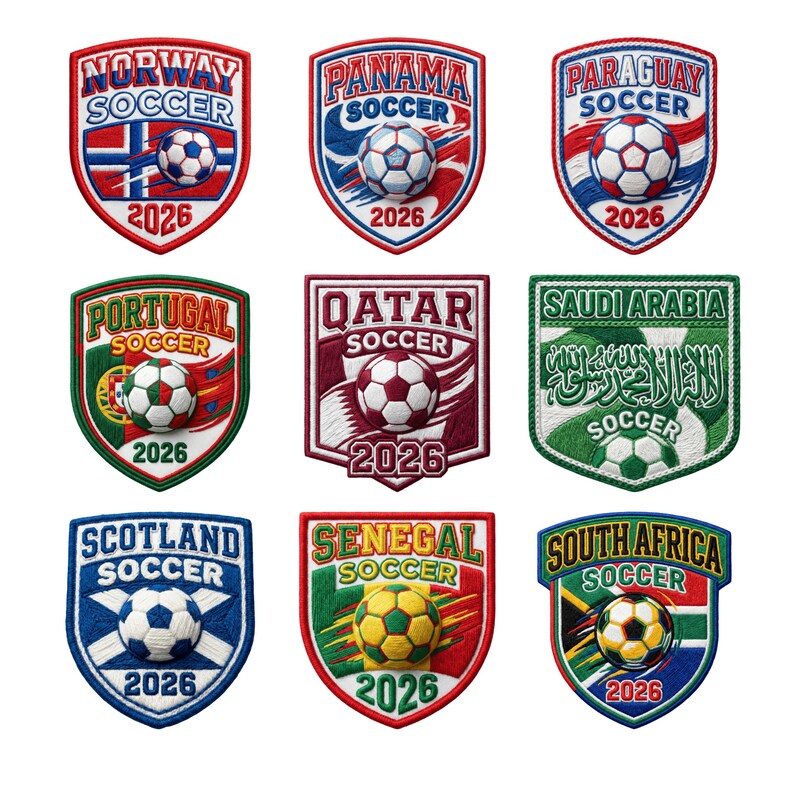 World Cup 2026 National Teams PNG Bundle, International Soccer Country Designs, Football Nations Faux Yarn art Design, USA Canada Mexico.