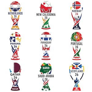 World Cup 2026 countries PNG bundle featuring 44 international soccer nation designs in high resolution with transparent background for shirts, stickers, and sublimation