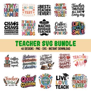 Teacher Sublimation Bundle, Teacher SVG Bundle, Teacher SVG, Back to School SVG, Teacher Life Png, Teacher Appreciation Gift,