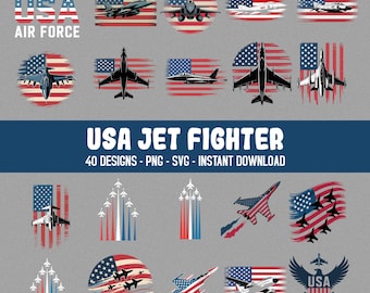 Jet Fighter PNG Clipart Bundle, USA Air Force Heart Design, Best Dad Ever png, Red White Blue Planes, Military Jet Art, 4th of July